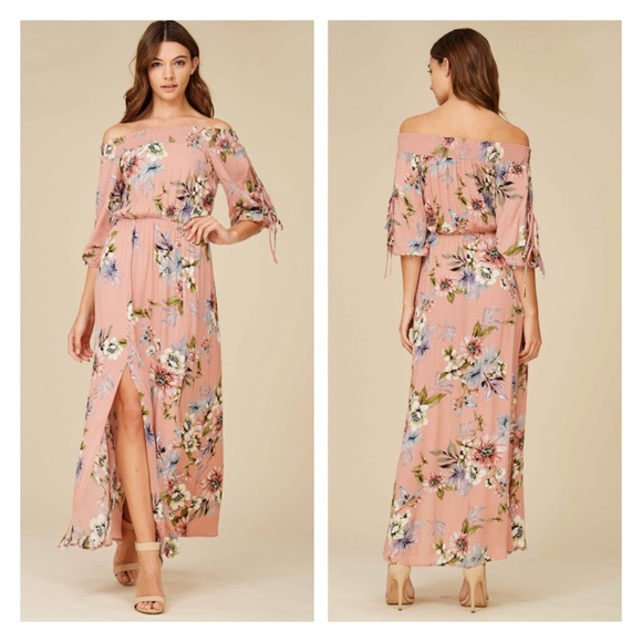 Off the shoulder floral long maxi dress - Picture 2 of 7